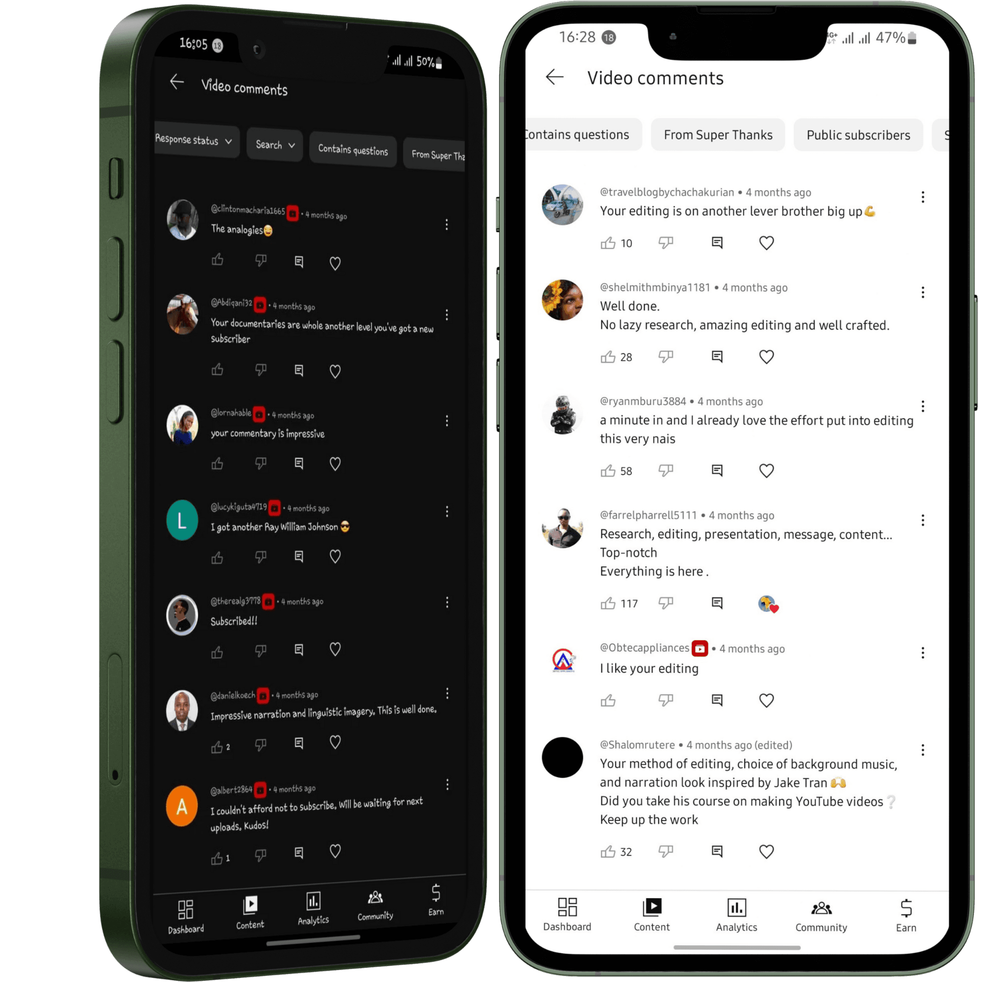 Channel analytics on phone